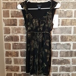 ❤BCBGMAXAZRIA Gold and Black Floral Dress